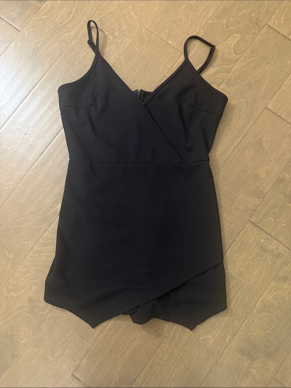 Black V-Neck Romper with Spaghetti Straps